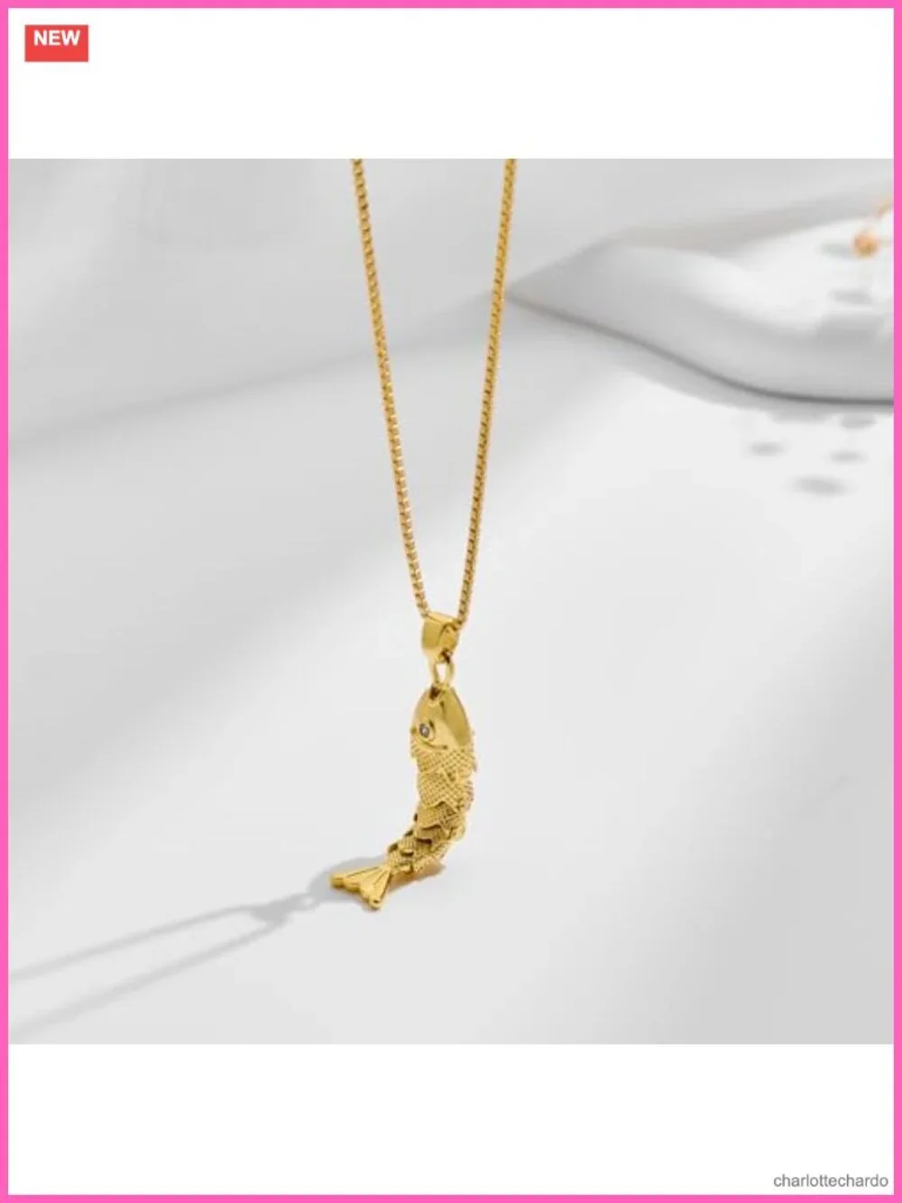 Dainty Fish Pendant Necklace 14k Gold Plated Ocean Fish Charm Layering